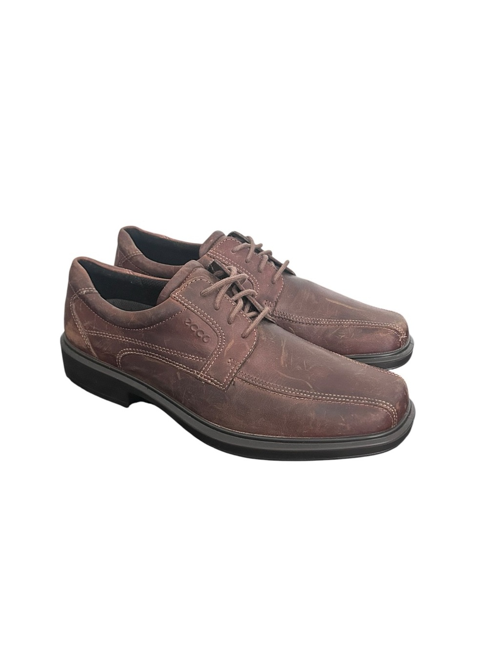 ECCO Men’s Helsinki Brown Leather Oxford Dress Shoes Size 10